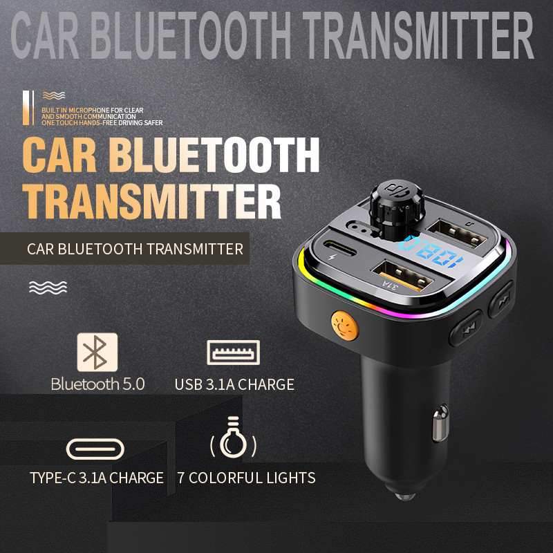 Transmițător FM Worldtech Bluetooth 5.0 Coche Kit auto Mâini libere Audio Mp3 Player Încărcător rapid USB dublu Adaptor modulator FM automat