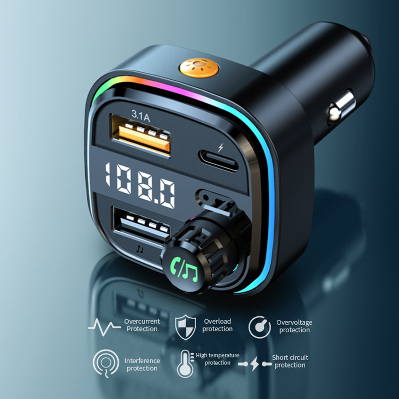 Transmițător FM Worldtech Bluetooth 5.0 Coche Kit auto Mâini libere Audio Mp3 Player Încărcător rapid USB dublu Adaptor modulator FM automat