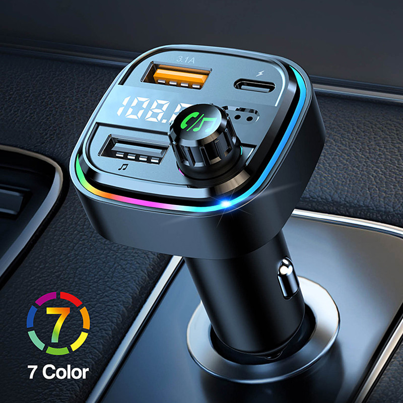 Transmițător FM Worldtech Bluetooth 5.0 Coche Kit auto Mâini libere Audio Mp3 Player Încărcător rapid USB dublu Adaptor modulator FM automat