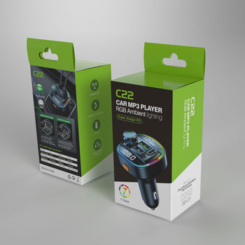 Πομπός Bluetooth 5.0 FM Handsfree διαμορφωτής ραδιοφώνου αυτοκινήτου Συσκευή αναπαραγωγής MP3 με 22,5 W USB Super Quick Charge Adapter για Αυτοκίνητο