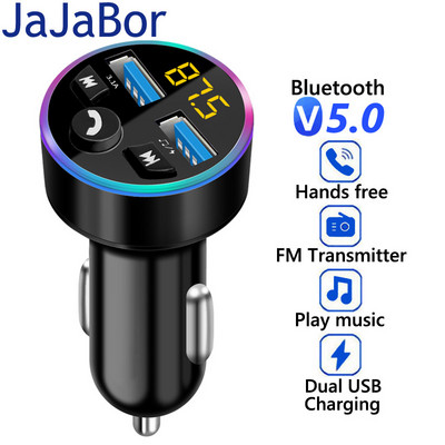 JaJaBor FM siųstuvas garso imtuvas Automobilinis MP3 grotuvas 3.1A dvigubas USB greitas įkrovimas su Bluetooth suderinamas 5.0 laisvų rankų automobilinis rinkinys