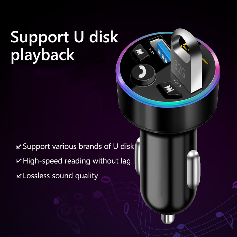 JaJaBor Transmițător FM Receptor audio Player MP3 pentru mașină 3.1A USB dual Încărcare rapidă compatibil Bluetooth 5.0 Kit Mâini libere pentru mașină