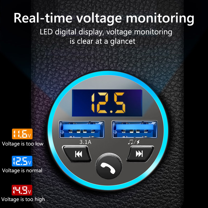 JaJaBor Transmițător FM Receptor audio Player MP3 pentru mașină 3.1A USB dual Încărcare rapidă compatibil Bluetooth 5.0 Kit Mâini libere pentru mașină