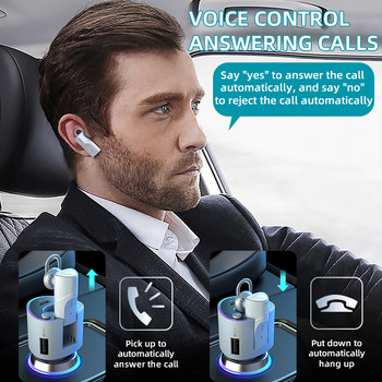 Bluetooth слушалки Безжични слушалки Слушалки за кола Bluetooth 5.0 Слушалки с високо качество на звука С USB бързо зареждане Зарядно за кола