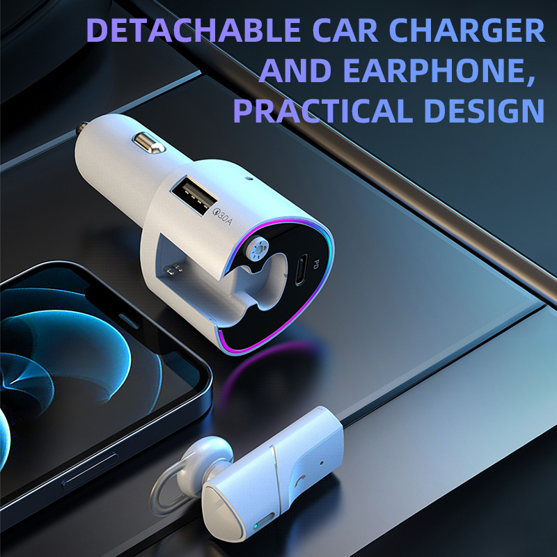 Căști Bluetooth Căști fără fir Căști pentru mașină Bluetooth 5.0 Căști de înaltă calitate a sunetului cu încărcător de mașină cu încărcare rapidă USB