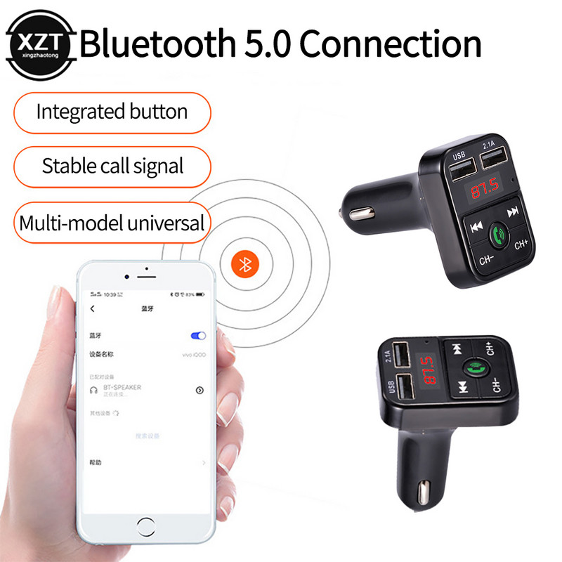 Set auto Mâini libere Transmițător FM 5.0 compatibil Bluetooth fără fir LCD Player MP3 Accesorii auto Încărcător USB dublu Modulator FM