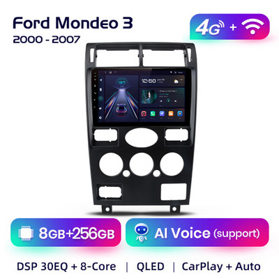 AWESAFE PX9 Ford Mondeo 3 jaoks 2000 2001 2002 2003 - 2007 Autoraadio Multimeedia Navigatsioon 2 Android Autoradio CarPlay Stereo jaoks