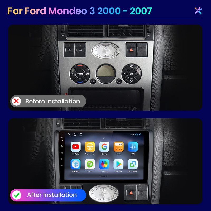 AWESAFE PX9 priekš Ford Mondeo 3 2000 2001 2002 2003 - 2007 Car Radio Multimedia Navigation 2 ar Android Autoradio CarPlay Stereo