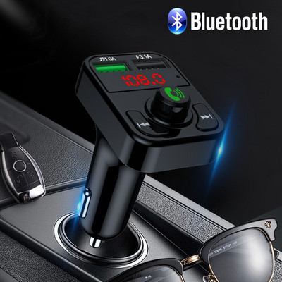 Autós kihangosító Bluetooth 5.0 MP3 lejátszó FM adó autós készlet kihangosító hangszóró Hang Coche adapter vevő USB gyorstöltő