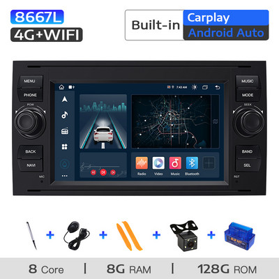 2-din Android 11 autoraadio Ford Focus 2 jaoks Ford Fiesta Mondeo 4 C-Max S-Max FusionTransit Kuga Multimeedia helipeaseade stereo