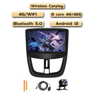 4G Android 12 Carplay autoraadio Peugeot 207 207CC 2006-2015 auto multimeediumipleier GPS-i navigeerimispeaüksuse stereovideo jaoks