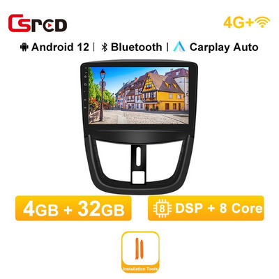 Android 12 Auto raadio Peugeot 207 207CC 2006-2015 auto multimeediumipleier GPS-i navigeerimispeaseade stereovideo Android Auto