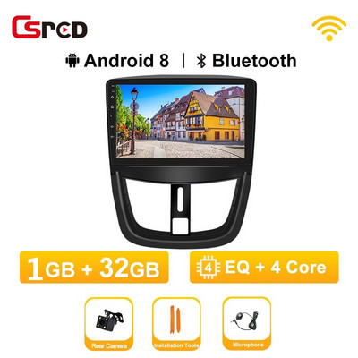 Android 12 Auto raadio Peugeot 207 207CC 2006-2015 auto multimeediumipleier GPS-i navigeerimispeaseade stereovideo Android Auto