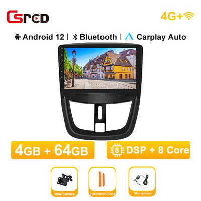 Android 12 Auto raadio Peugeot 207 207CC 2006-2015 auto multimeediumipleier GPS-i navigeerimispeaseade stereovideo Android Auto