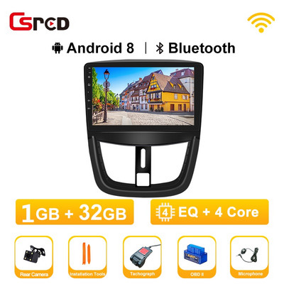 Android 12 Auto raadio Peugeot 207 207CC 2006-2015 auto multimeediumipleier GPS-i navigeerimispeaseade stereovideo Android Auto