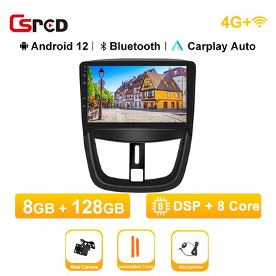 Android 12 Auto raadio Peugeot 207 207CC 2006-2015 auto multimeediumipleier GPS-i navigeerimispeaseade stereovideo Android Auto
