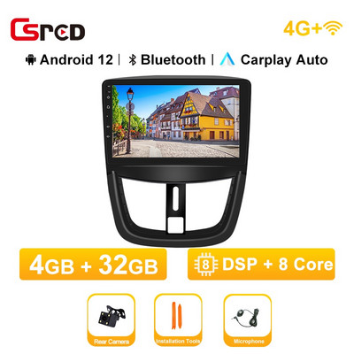 Android 12 Auto raadio Peugeot 207 207CC 2006-2015 auto multimeediumipleier GPS-i navigeerimispeaseade stereovideo Android Auto