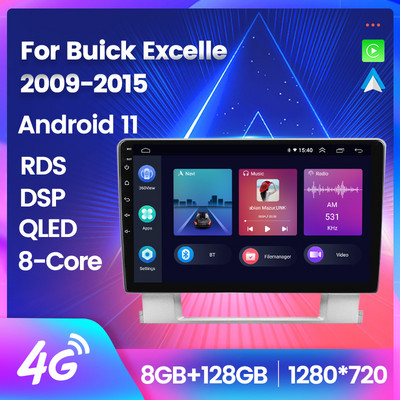 9 hüvelykes Android 11 autórádió a Buick Excelle 2009-2015 számára 8 magos GPS járműlejátszóval, Carplay + Auto DSP QLED képernyővel van felszerelve