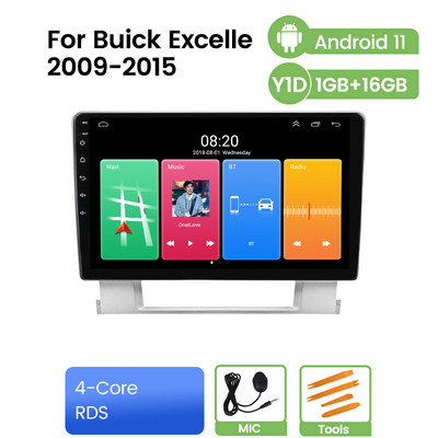 9-tolline Android 11 autoraadio Buick Excelle 2009-2015 jaoks on varustatud 8-tuumalise GPS-sõiduki mängijaga Carplay + Auto DSP QLED ekraaniga