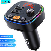 Modulator FM USB 3.1A Transmițător de încărcare rapidă Adaptor radio FM Bluetooth auto Suport mâini libere fără fir U Disk Redare card TF