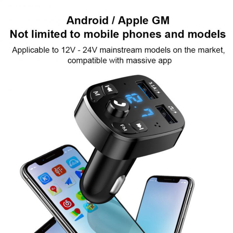 3.1A Brzi punjač za automobil Brzi punjač 2USB FM odašiljač Bežični auto punjač za telefon Bluetooth MP3 Glazba AUX Player Handsfree