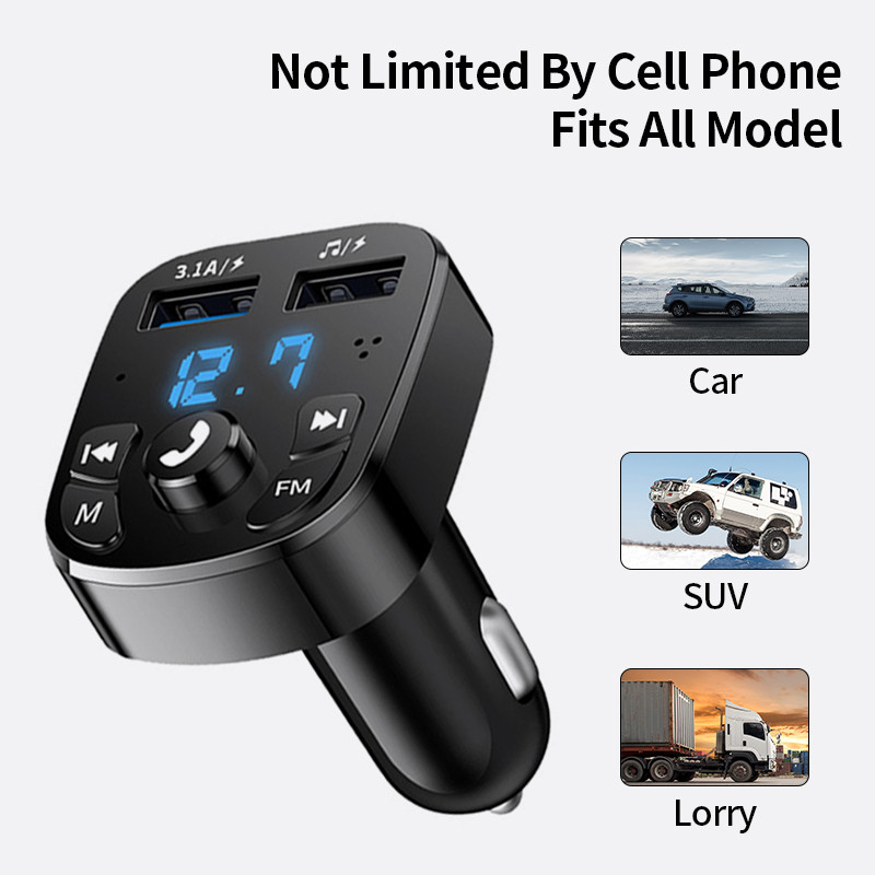 3.1A Brzi punjač za automobil Brzi punjač 2USB FM odašiljač Bežični auto punjač za telefon Bluetooth MP3 Glazba AUX Player Handsfree