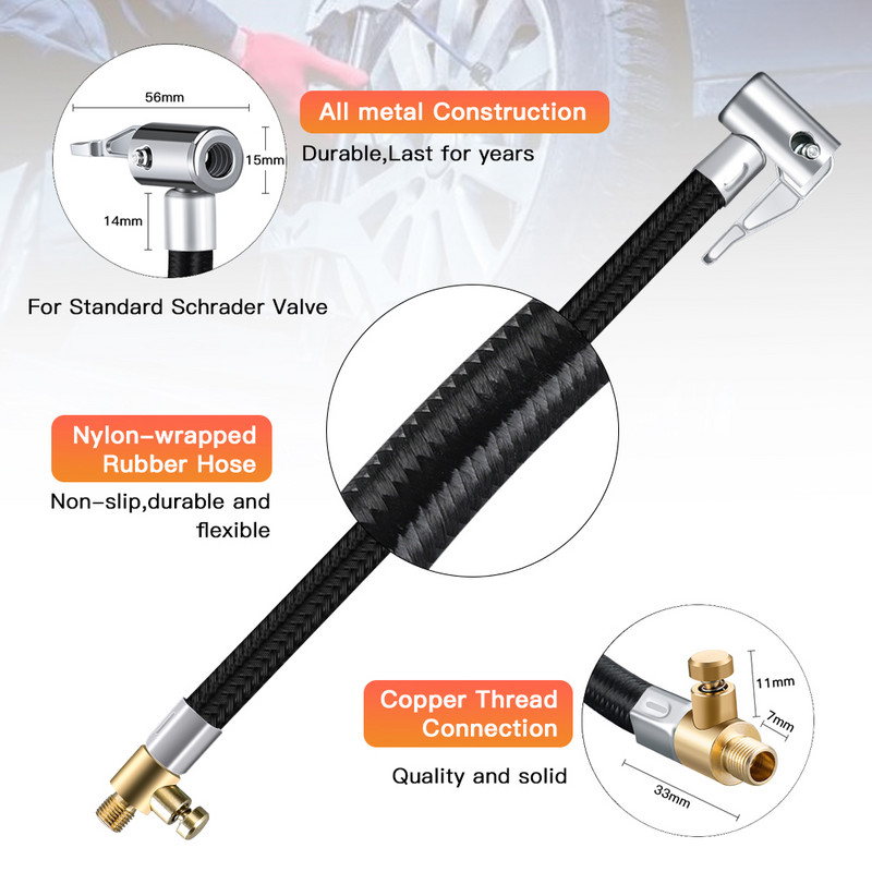 Automobilio padangų pripūtimo žarna oro griebtuvas ištuštintas padanga rankinis oro siurblys prailginimo vamzdis žarna vamzdis oro siurblio adapteris padangų taisymo įrankiai