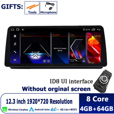 Android 12 Carplay Radio για BMW Σειρά 3 E90 E91 E92 E93 2005-2012 ID8 UI GPS Navi Car Player Multimedia 12,3 Inch System BT