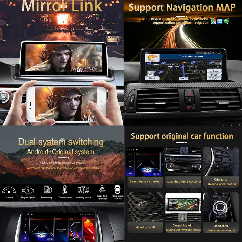 Android 12 Carplay Radio για BMW Σειρά 3 E90 E91 E92 E93 2005-2012 ID8 UI GPS Navi Car Player Multimedia 12,3 Inch System BT