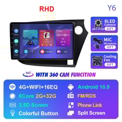 JUSTNAVI IPS Radio Auto pentru Honda Insight LHD RHD 2009-2014 Android 10 Auto Carplay GPS Stereo DSP Video 4G Player Multimedia DVD