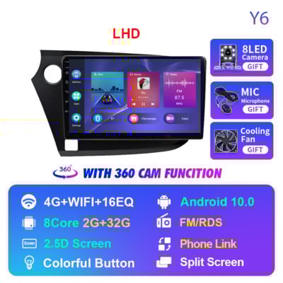 JUSTNAVI IPS Radio Auto pentru Honda Insight LHD RHD 2009-2014 Android 10 Auto Carplay GPS Stereo DSP Video 4G Player Multimedia DVD