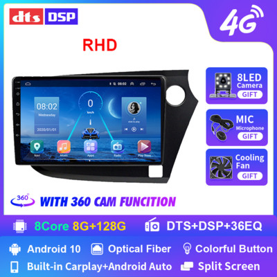JUSTNAVI IPS Radio Auto pentru Honda Insight LHD RHD 2009-2014 Android 10 Auto Carplay GPS Stereo DSP Video 4G Player Multimedia DVD