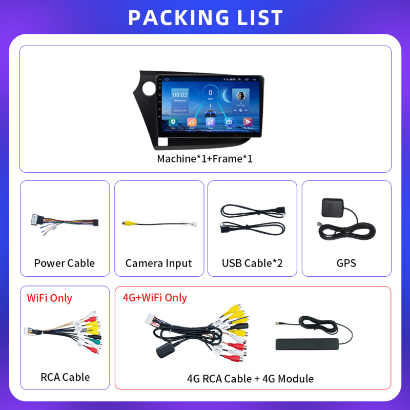 JUSTNAVI IPS Radio Auto pentru Honda Insight LHD RHD 2009-2014 Android 10 Auto Carplay GPS Stereo DSP Video 4G Player Multimedia DVD