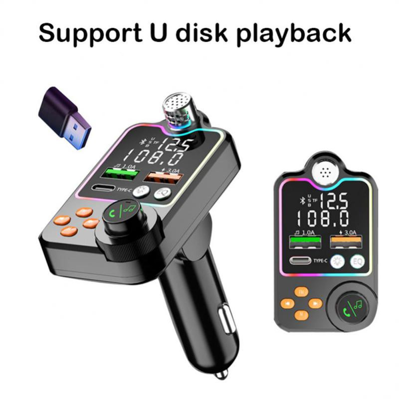 Autós Bluetooth-kompatibilis 5.0 FM adó egygombos basszus Mp3 lejátszó nagy mikrofon USB zenelejátszás USB3.0 PD gyorstöltő