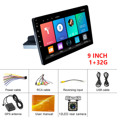 X-REAKO Universal 1 Din 9" inch Android 11 Radio auto Player Multimedia Bluetooth Navigație GPS WIFI USB FM Suport Carplay