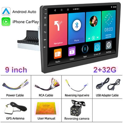 X-REAKO Universal 1 Din 9" inch Android 11 Radio auto Player Multimedia Bluetooth Navigație GPS WIFI USB FM Suport Carplay
