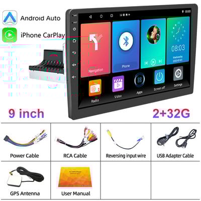 X-REAKO Universal 1 Din 9" inch Android 11 Radio auto Player Multimedia Bluetooth Navigație GPS WIFI USB FM Suport Carplay
