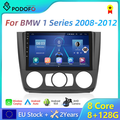 Podofo 2 Din радио за кола Android Авторадио AI Voice Carplay за BMW 1 Series 2008-2012 WIFI GPS 4G Автомобилен мултимедиен видео плейър DSP