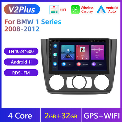 Radio auto Podofo 2 Din Android Autoradio AI Voice Carplay pentru BMW Seria 1 2008-2012 WIFI GPS 4G Player Video Multimedia DSP