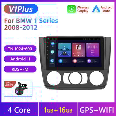Radio auto Podofo 2 Din Android Autoradio AI Voice Carplay pentru BMW Seria 1 2008-2012 WIFI GPS 4G Player Video Multimedia DSP