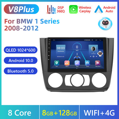 Radio auto Podofo 2 Din Android Autoradio AI Voice Carplay pentru BMW Seria 1 2008-2012 WIFI GPS 4G Player Video Multimedia DSP
