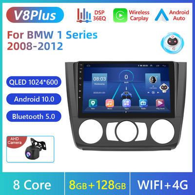 Radio auto Podofo 2 Din Android Autoradio AI Voice Carplay pentru BMW Seria 1 2008-2012 WIFI GPS 4G Player Video Multimedia DSP