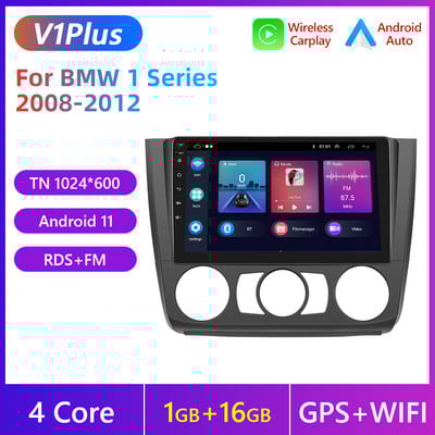 Radio auto Podofo 2 Din Android Autoradio AI Voice Carplay pentru BMW Seria 1 2008-2012 WIFI GPS 4G Player Video Multimedia DSP