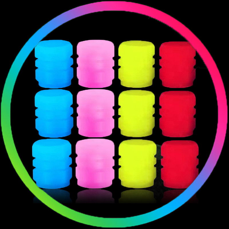 Šviečiantys vožtuvų dangteliai, atspindintys lipdukai, naktinis švytintis automobilis, motociklas, dviratis, ratų stiliaus padanga, stebulė, universalus dangtelio dekoras