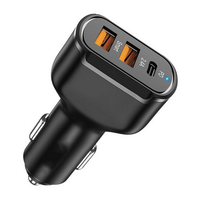 Încărcător auto USB PD 30W 3 porturi USB tip C Încărcare rapidă pentru iPhone 12 Xiaomi Huawei Samsung Adaptor încărcător telefon în mașină