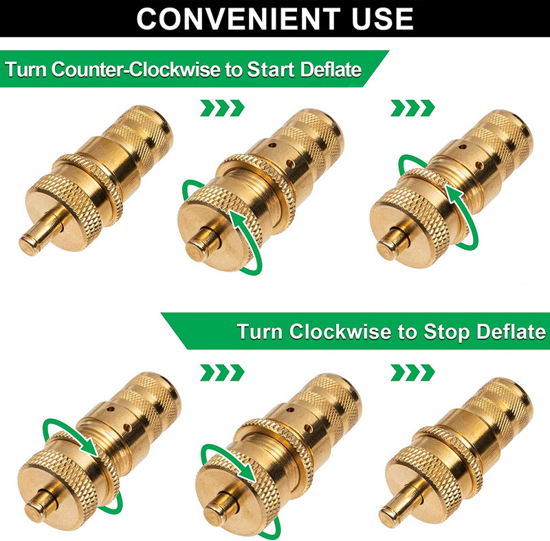 4 buc. Set de deflatoare universale din alamă pentru anvelope, 6-30 psi, supape de reducere a presiunii din anvelope, set de supape de aerisire