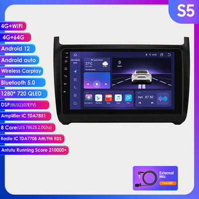 „Octa Core Carplay“ daugialypės terpės vaizdo grotuvas, skirtas „Volkswagen Polo 5 2008-2020 Android 12“, automobilio radijas GPS RDS navigacija 4G LTE BT DSP
