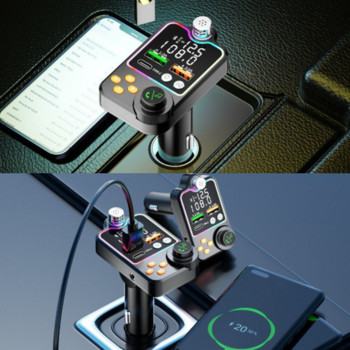 Автомобилен Bluetooth FM трансмитер Bluetooth безжичен хендсфри аудио приемник Автоматичен MP3 плейър 3.1A Двойно USB зарядно Аксесоари за кола