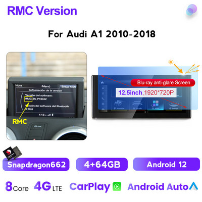 Radio player cu 8 nuclee Android12 pentru mașină Multimedia Navigație GPS pentru Audi A1 2010-2018 RMC sistem carplay1920*720 Qualcomm 662 DSP