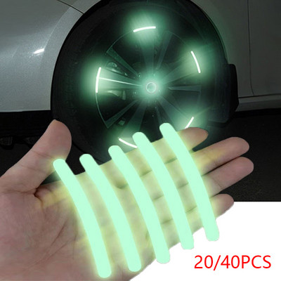 20/40pcs Car Wheel Hub Sticker High Reflective Stripe Tape for Car Motorcycle Night Driving Safety Luminous Universal Stickers